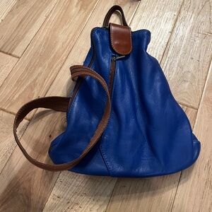 Blue Leather Backpack